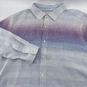 Tommy Bahama Mens XXL Long Sleeve Ombre Stripe Linen Blend Button Down Shirt
